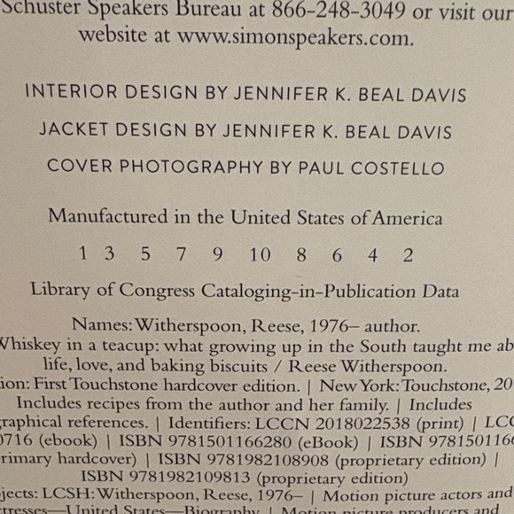 Reese Witherspoon ‘Whiskey in a Teacup' First Edition Hardcover September 2018 - Picture 4 of 14
